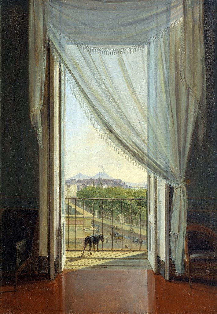 Detail of A view of Naples through a window by Franz Ludwig Catel