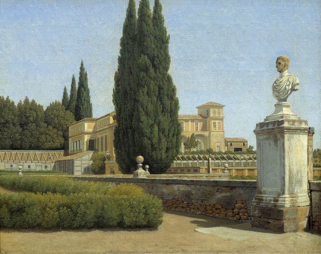 Detail of In the gardens of the Villa Albani by Christoffer Wilhelm Eckersberg
