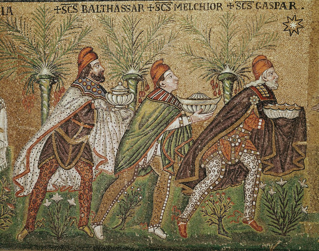 Detail of Magi Kings being guided by a star - mosaic Basilica of Sant'Apollinare Nuovo Ravenna by Anonymous