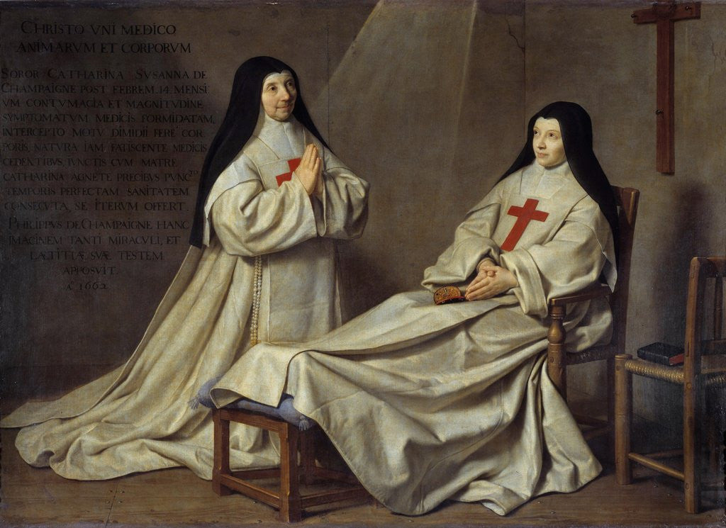 Detail of Portraits of the Mother Catherine Agnes Arnauld and Sister Catherine of St. Suzanne Champaigne by Corbis