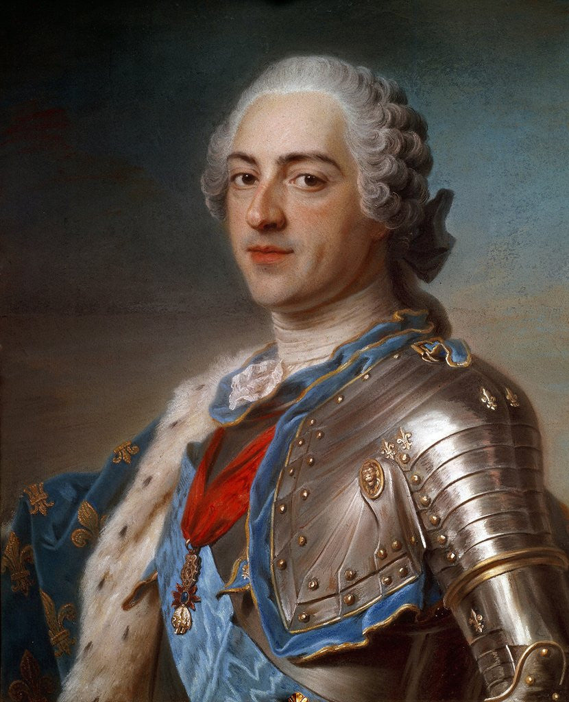 Detail of Portrait of Louis XV in armor by Quentin Delatour