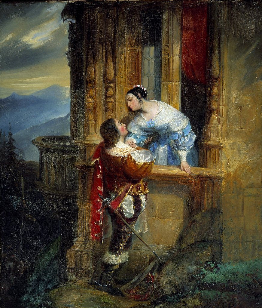Detail of Young man courting a young lady, balcony scene by Corbis