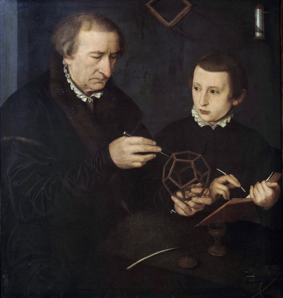 Detail of Portrait of Johann Neudorfer The Elder and his son by Anonymous