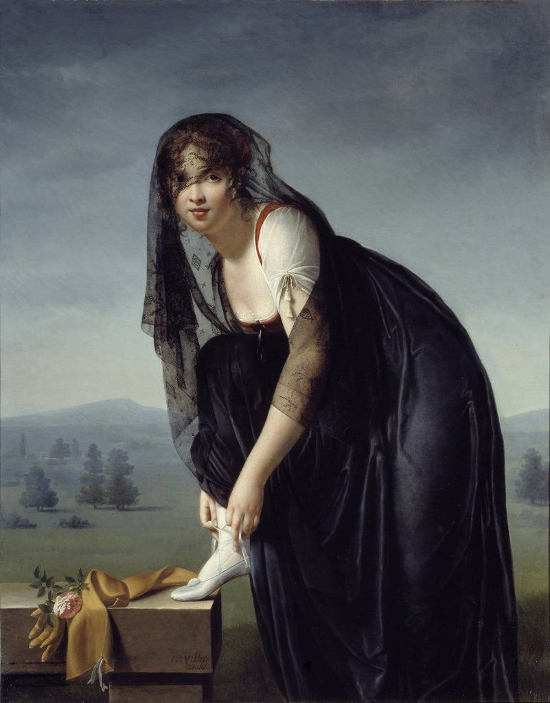 Detail of Study from life of a woman or portrait of Madame Soustra by Marie Denise Villers