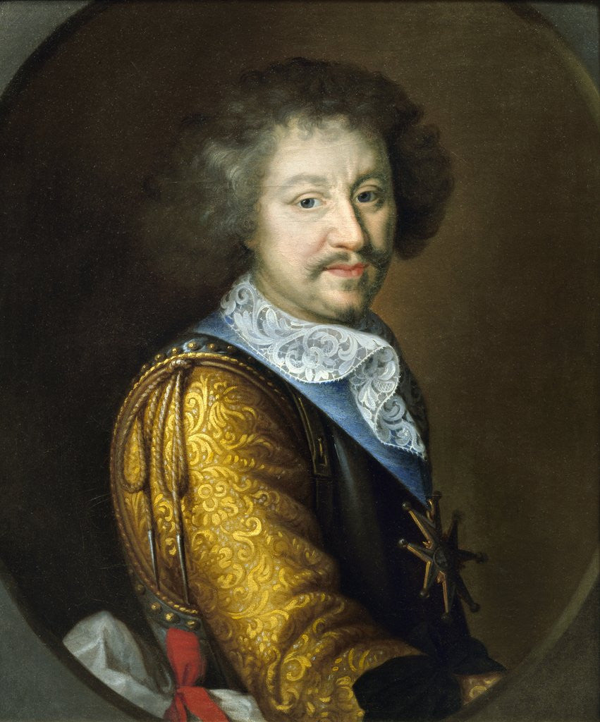 Detail of Portrait of Francois II d'Espinay, Marquis de Saint Luc by Louis Ferdinand Elle the Elder