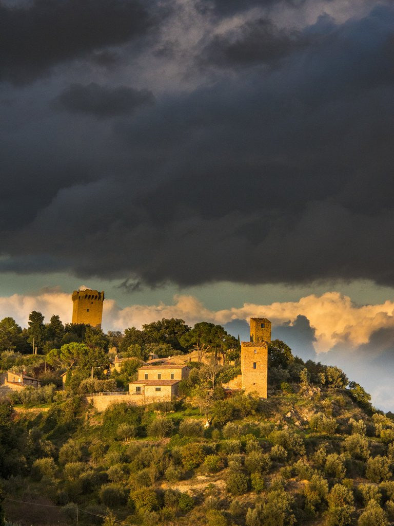 Detail of Storm Clouds above Monticchiello with last evening light by Anonymous