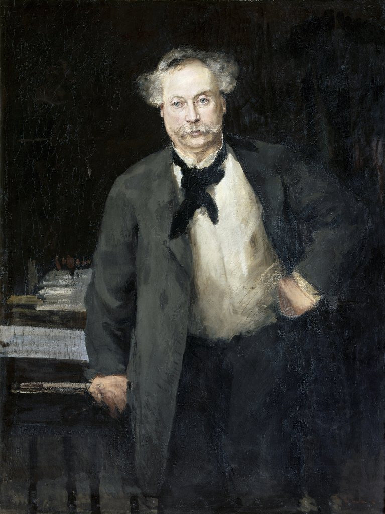 Detail of Portrait of Alexandre Dumas, fils by Alfred Roll