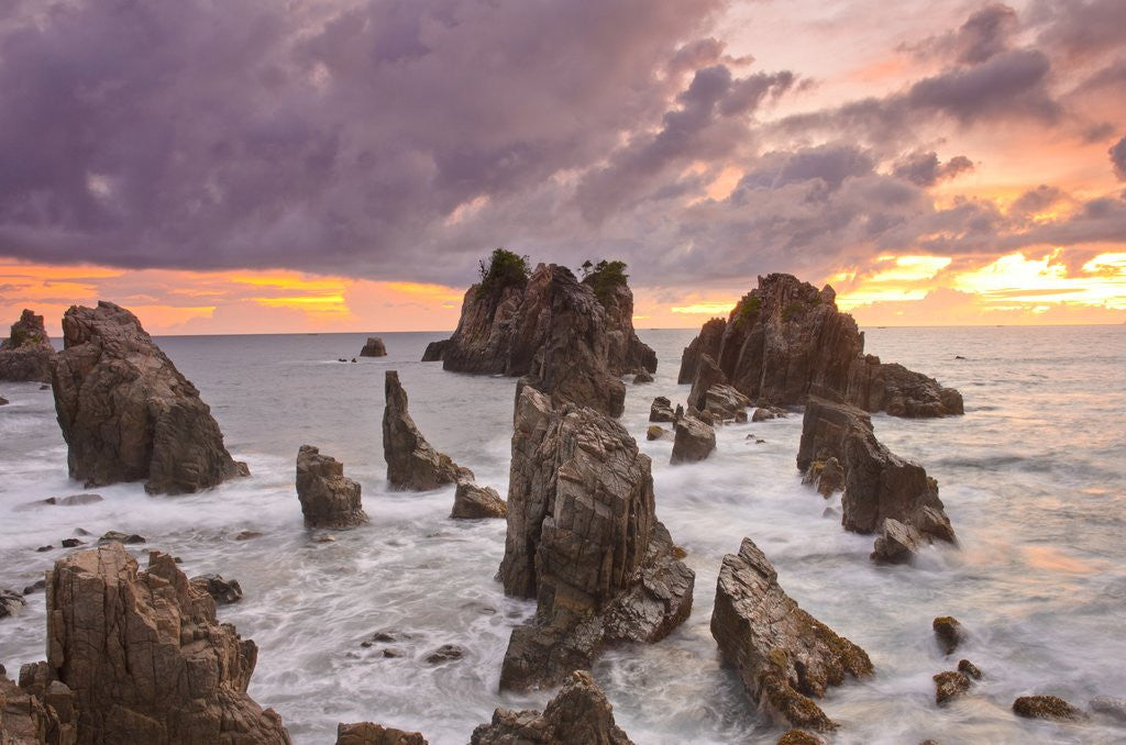 Detail of Spectacular and poetic view of rock formation called Gigi Hiu (Shark's Teeth), Lampung by Anonymous