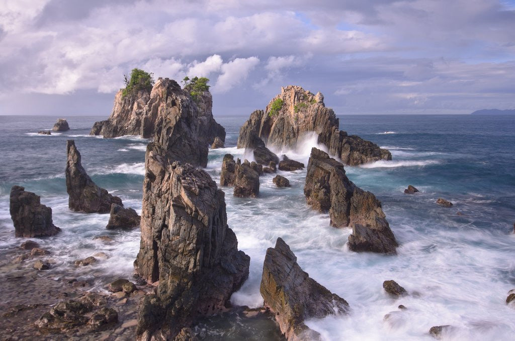 Detail of Spectacular and poetic view of rock formation called Gigi Hiu (Shark's Teeth), Lampung by Anonymous