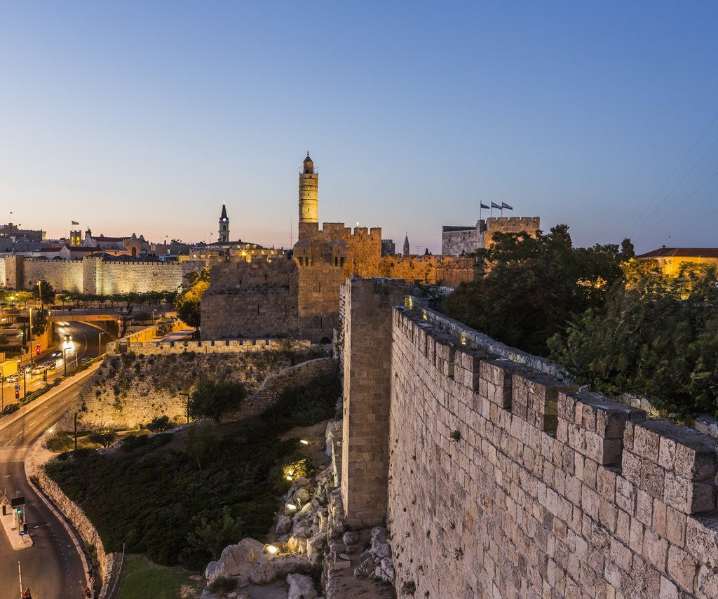 Detail of Old Town, the Tower of David (or Citadel of Jerusalem) and the walls by Anonymous