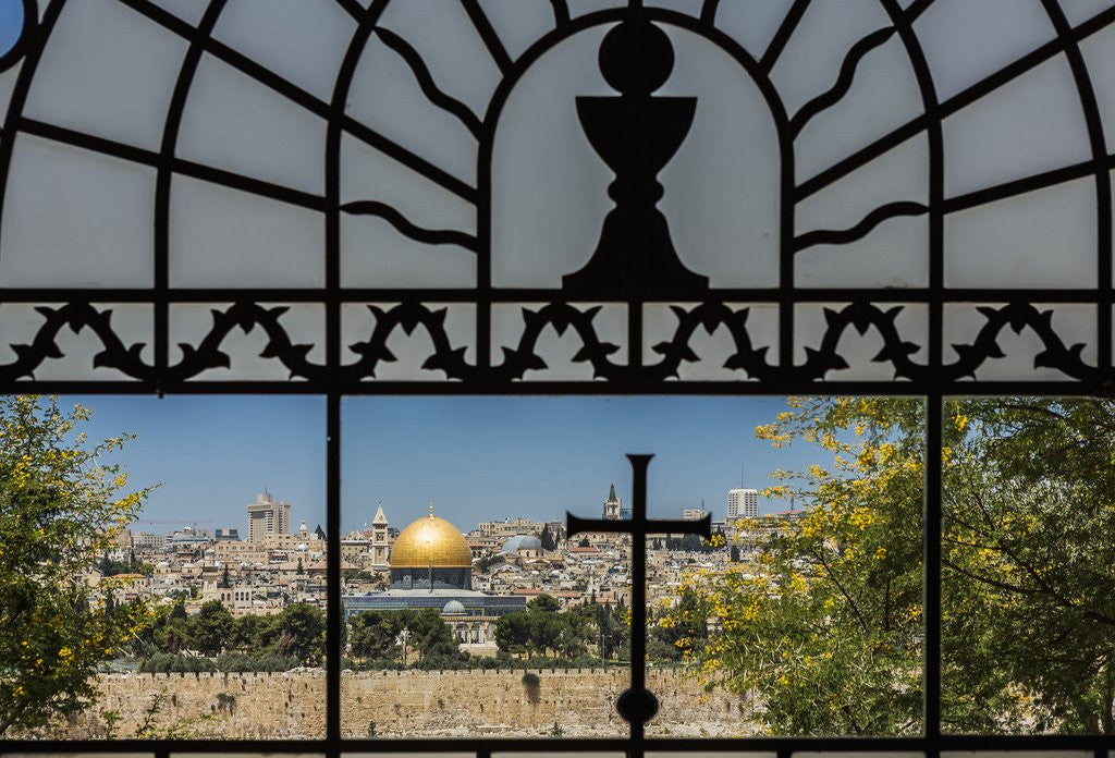 Detail of View of the Old Town with the Dome of the Rock from the Catholic Franciscan church of Dominus Flevit by Anonymous