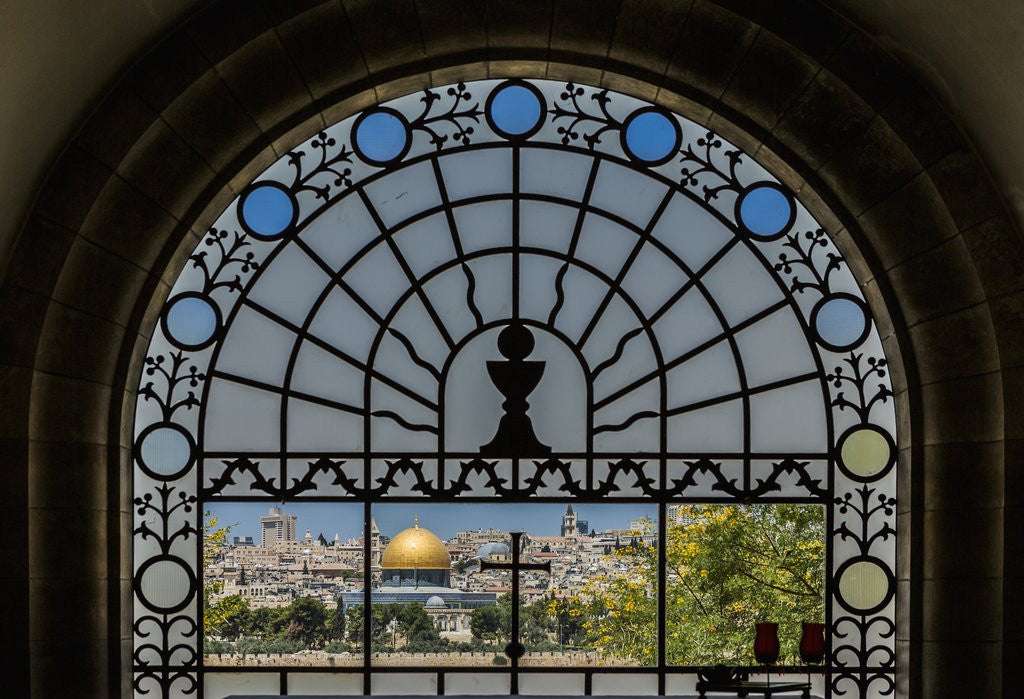 Detail of View of the Old Town with the Dome of the Rock from the Catholic Franciscan church of Dominus Flevit by Anonymous