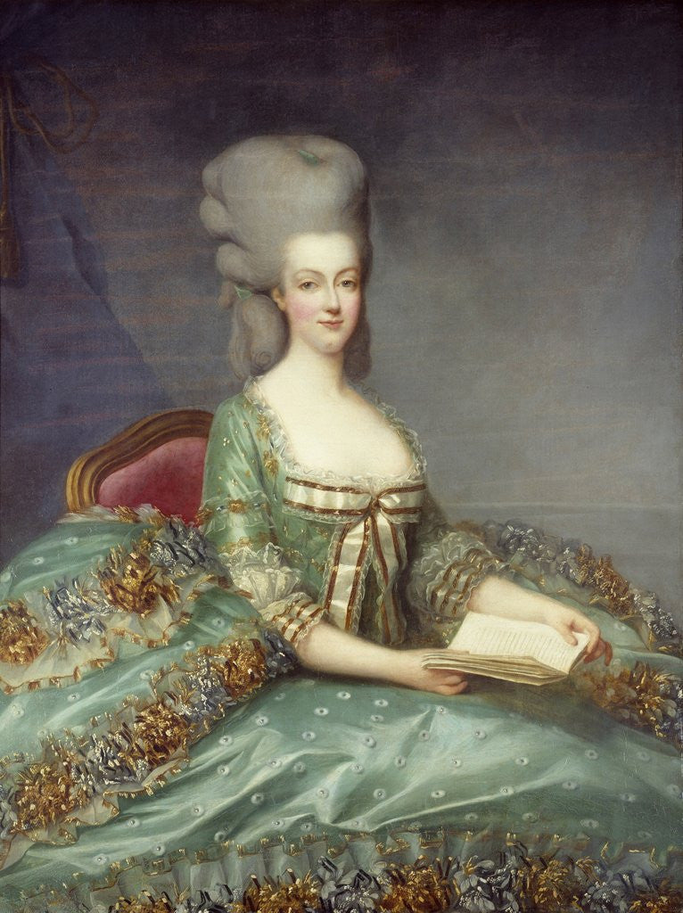 Detail of Portrait of Marie Antoinette, Queen of France - by Francois Hubert Drouais