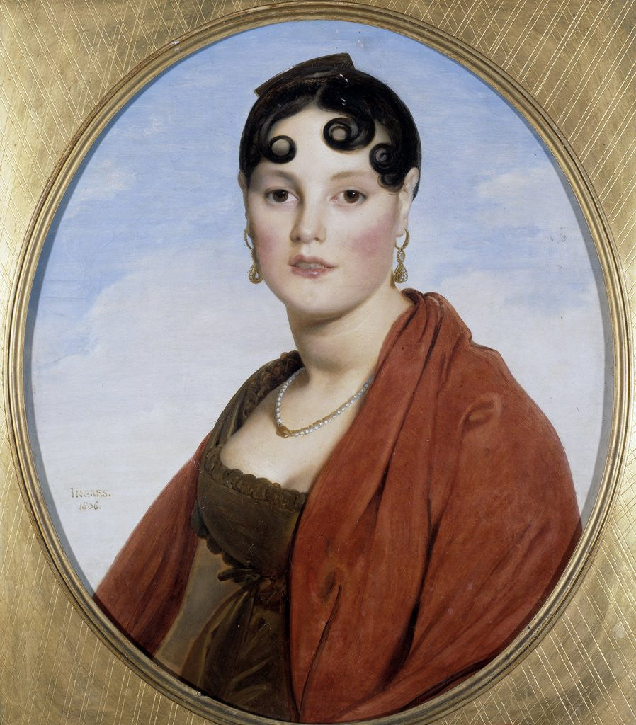 Detail of Portrait of Madame Aymon called La Belle Zelie by Jean Auguste Dominique Ingres
