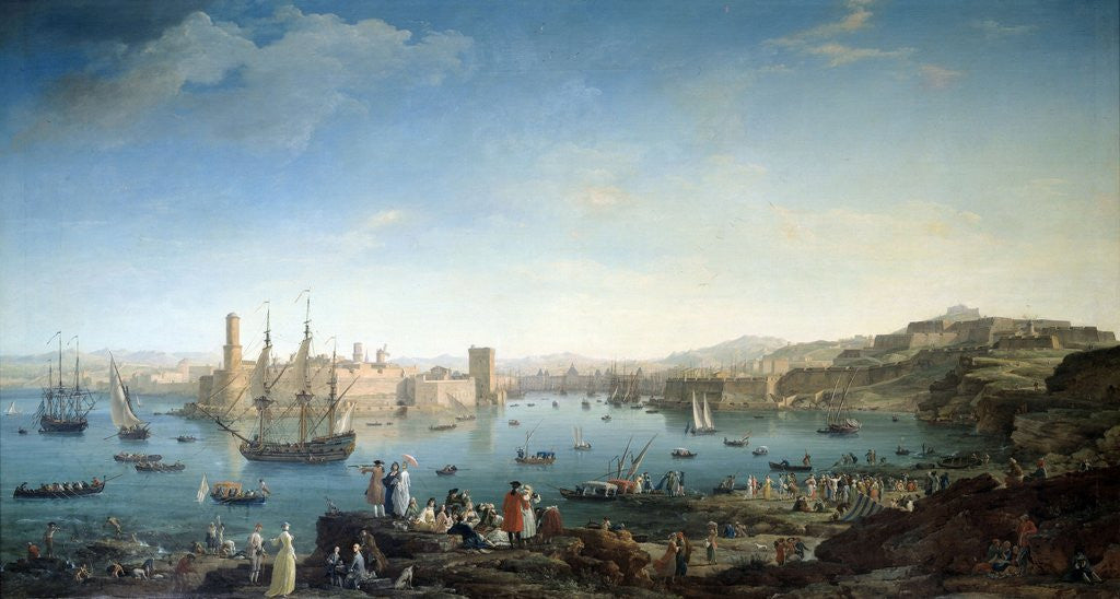 Detail of The entrance of the harbour of Marseille in 1754 by Joseph Vernet