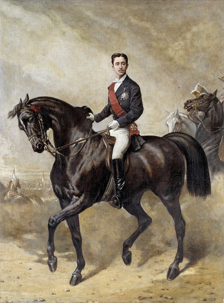 Detail of Equestrian portrait of the Prince Eugene Louis Napoleon by Charles Porion