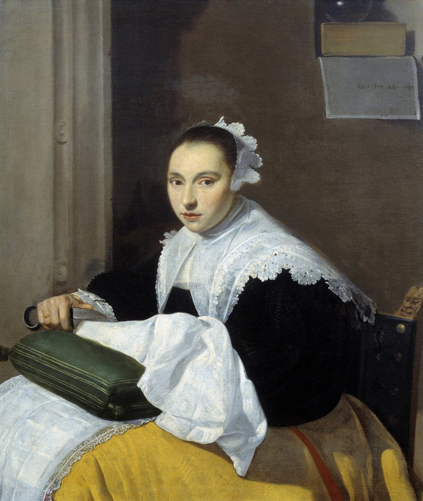 Detail of The seamstress by Anonymous