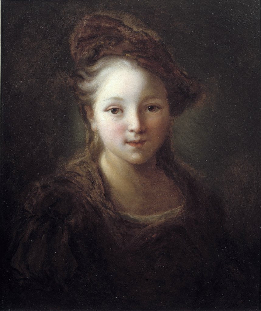 Detail of Portrait of a young girl by Alexis Grimou