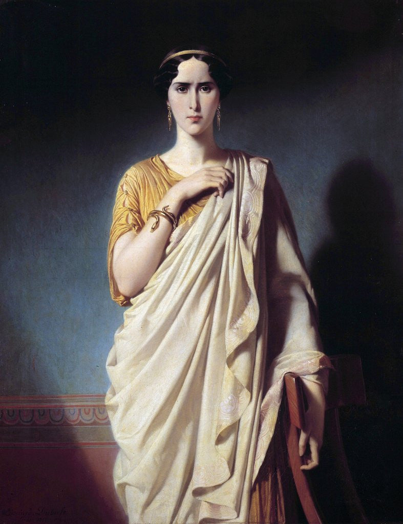 Detail of Portrait of Elisabeth Felix called Mademoiselle Rachel by Edouard Louis Dubufe