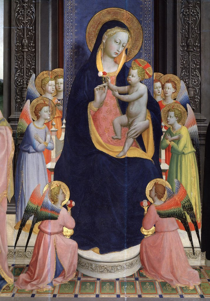 Detail of Saint Dominic altarpiece, detail of Virgin and Child enthroned with Angels by Fra Angelico