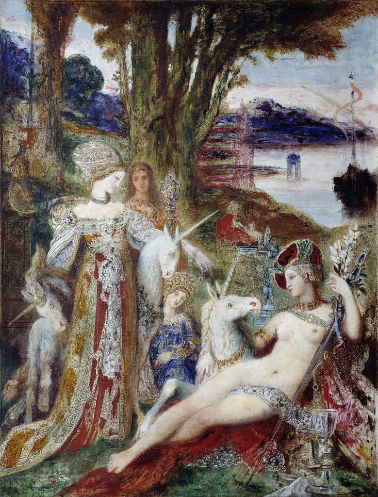 Detail of The Unicorns by Gustave Moreau