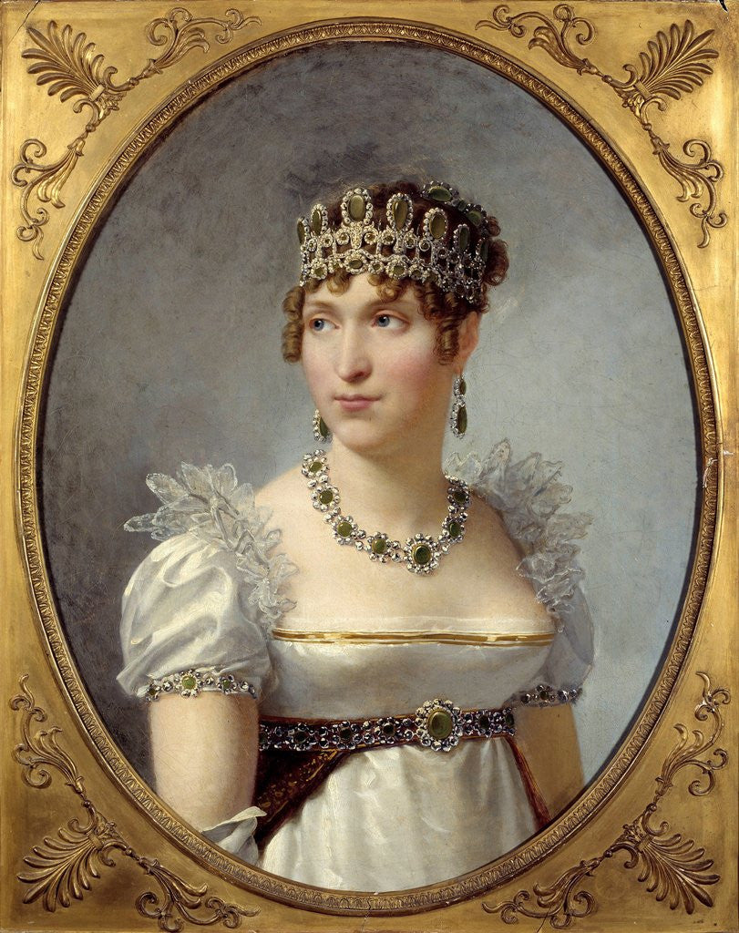 Detail of Portrait of Queen Hortense de Beauharnais - by Jean-Baptiste Regnault