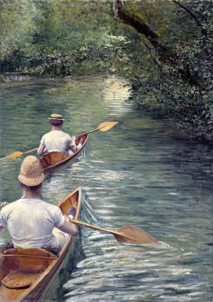 Detail of The Perissoires (the canoes) - by Gustave Caillebotte