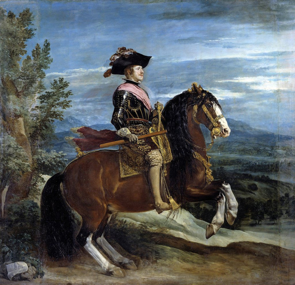 Detail of Equestrian portrait of King Philip IV - by Diego Velasquez