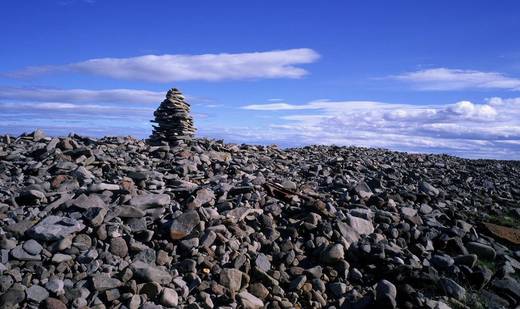 Detail of Stacked rock sculpture among rocky coastline. by Anonymous