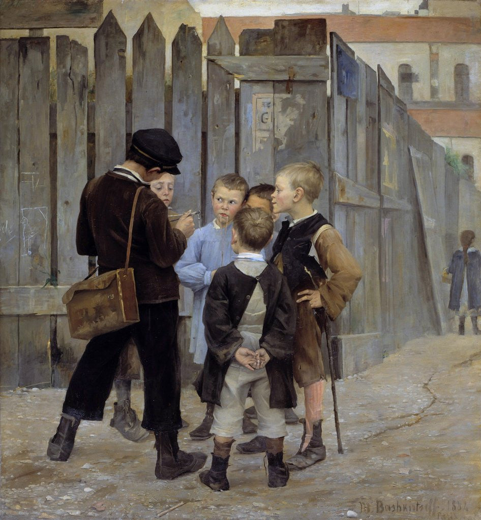 Detail of The meeting. Slum children by Maria Konstantinovna Bashkirtseff
