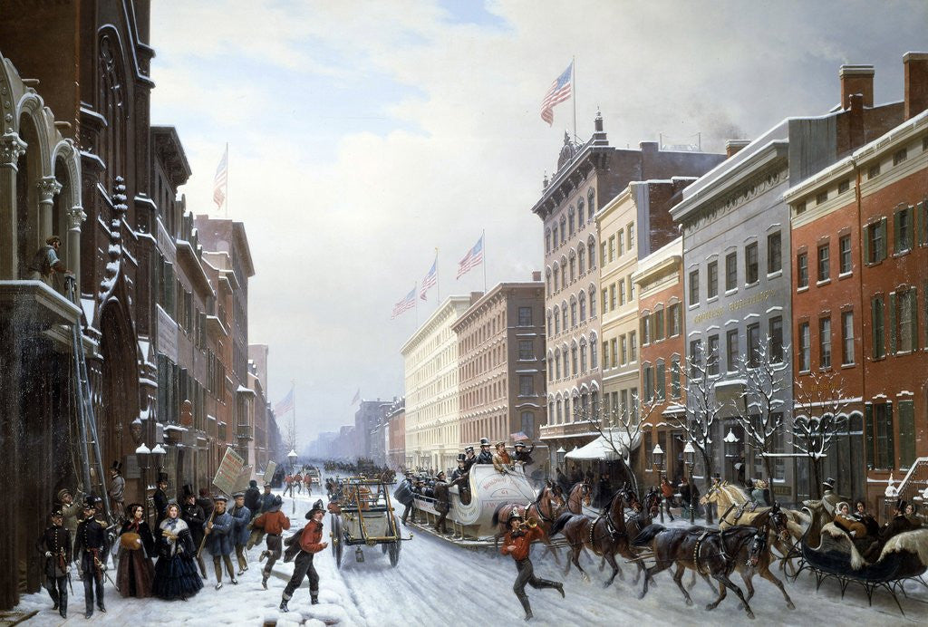 Detail of Street in Manhattan, New York, 1840 by Hyppolite Victor Valentin Sebron