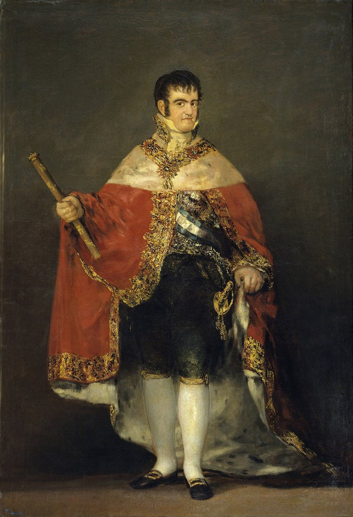Detail of Portrait of King Ferdinand VII with royal mantle by Francisco de Goya