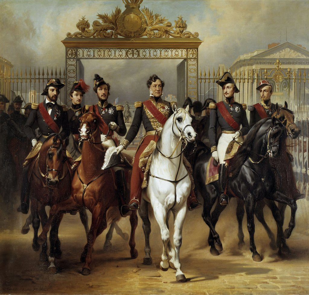 Detail of Louis-Philippe and his five sons leaving Versailles Castle by Horace Vernet