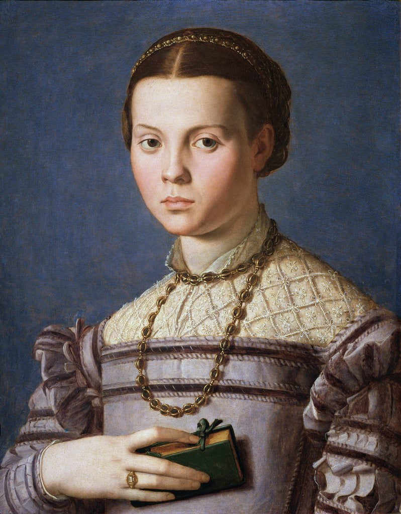 Detail of Portrait of a Little Girl with a Book by Agnolo Bronzino