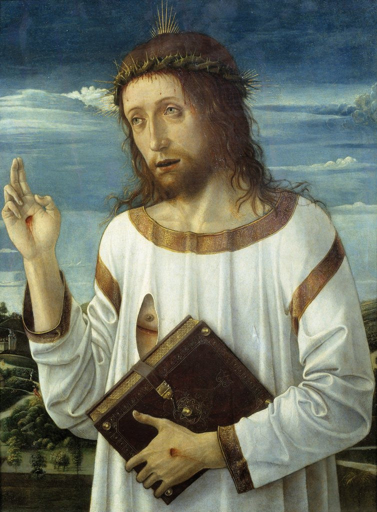 Detail of Christ Blessing, by Giovanni Bellini called il Giambellino by Anonymous