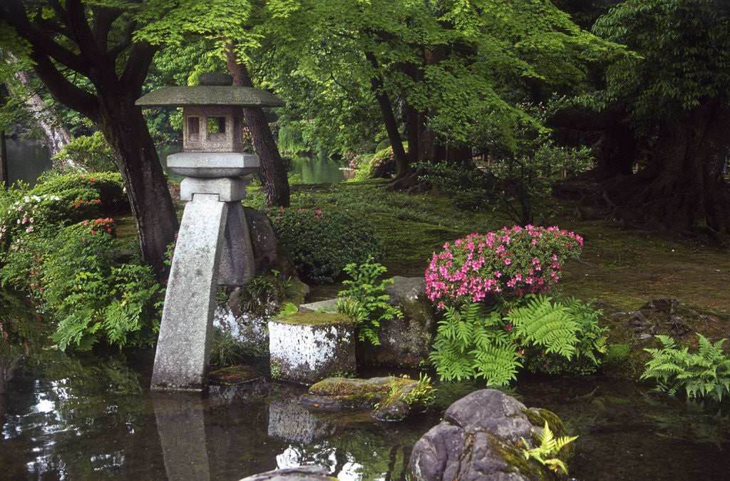 Detail of View of lamp in Kenrokuen Garden, Kanazawa, Ishikawa Prefecture, Chubu Region, Honshu, Japan by Anonymous