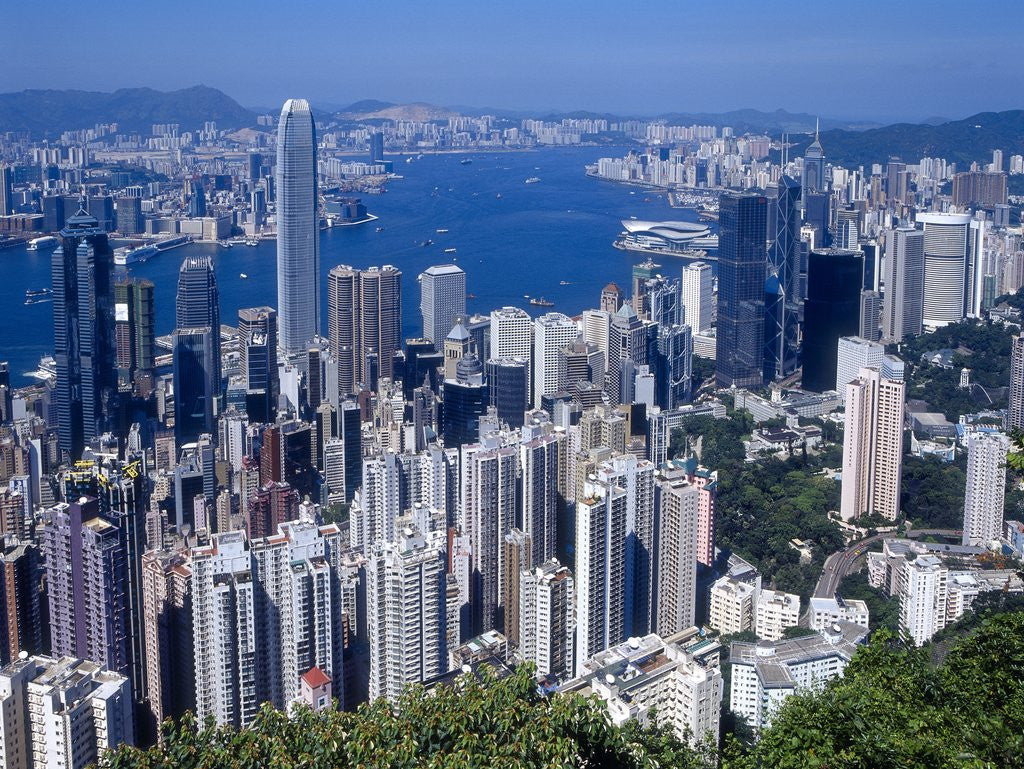 Detail of Skyline of Hong Kong seen from Victoria Peak, China by Anonymous