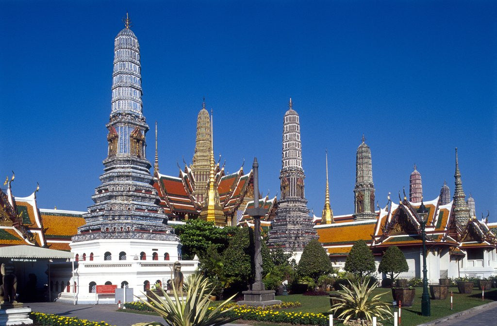Detail of View of Wat Phra Kaeo, Grand Palace, Bangkok, Thailand by Anonymous