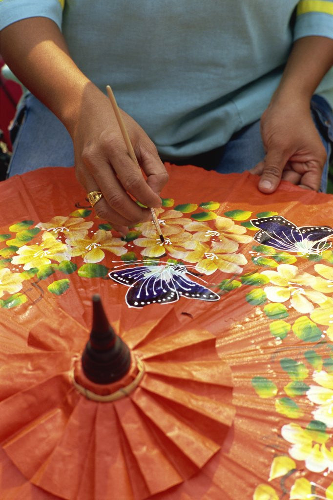 Detail of Umbrella painting, Chiang Mai, Thailand by Anonymous