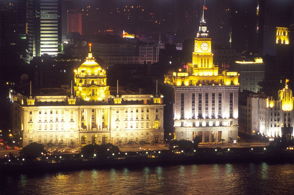Detail of Customs House, The Bund, Whampoa River, Shanghai, China by Corbis