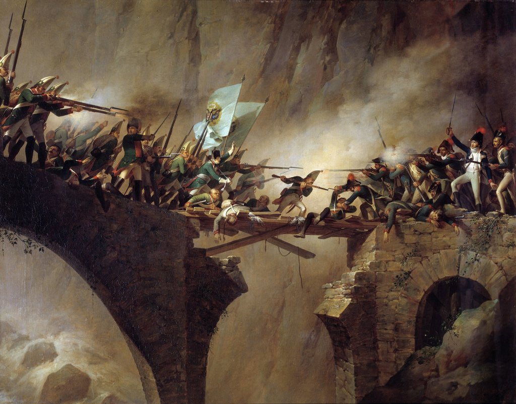 Detail of The passage of the Devil's Bridge at Saint Gothard col by Johann Baptist Seele