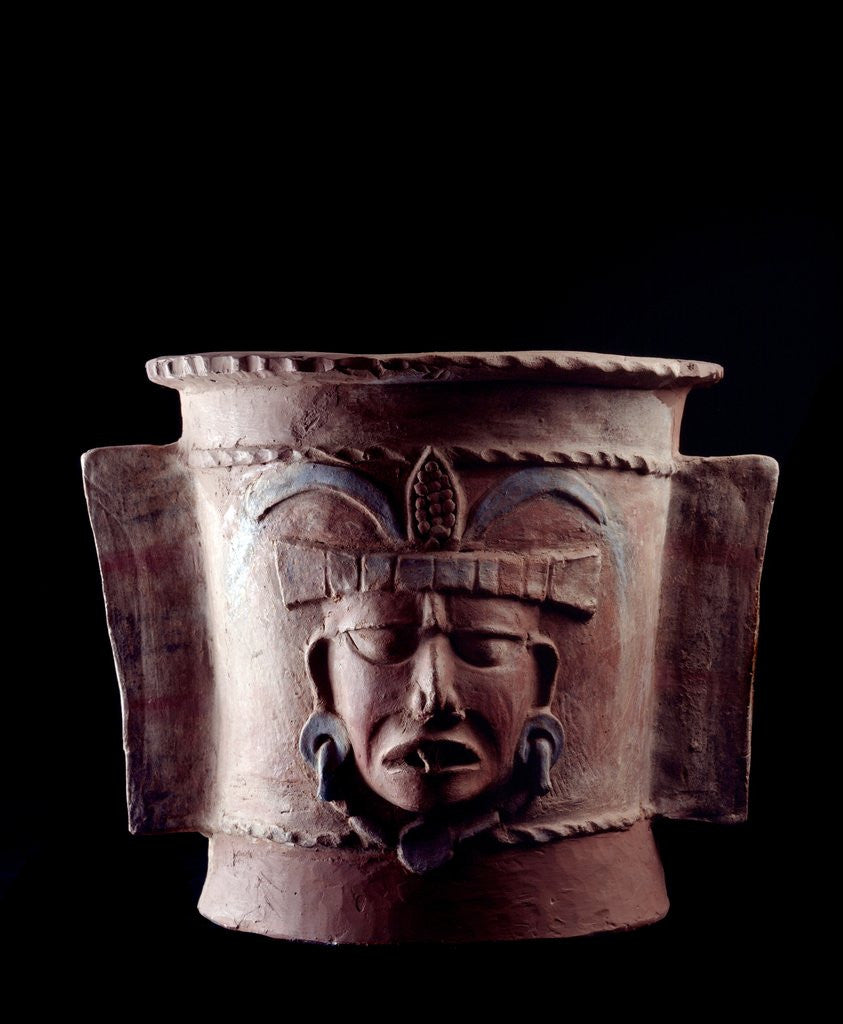 Detail of Funeral urn decorated with a human face by Anonymous