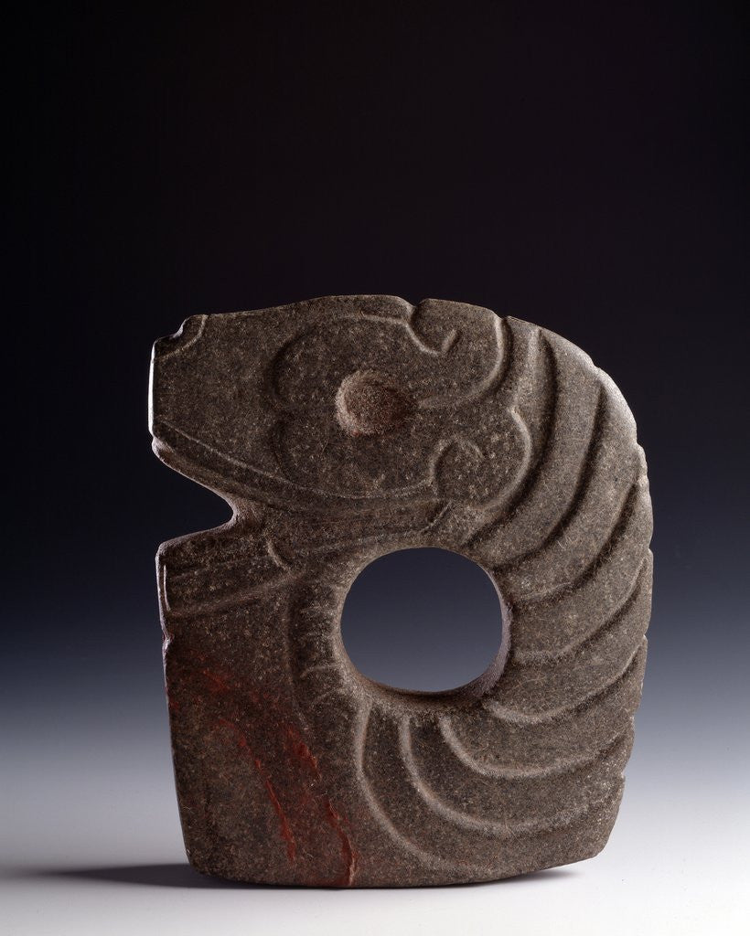 Detail of Stone ax representing a stylized snake by Anonymous