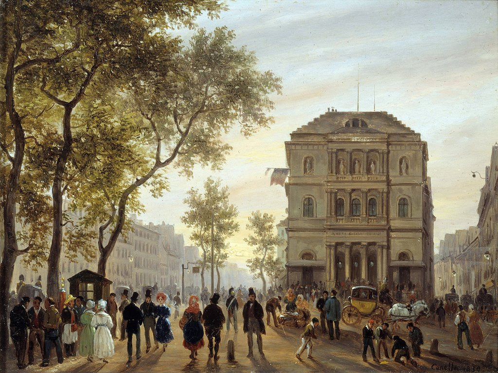 Detail of View of the Theatre de l'Ambigu-Comique and Boulevard Saint-Martin by Giuseppe Canella