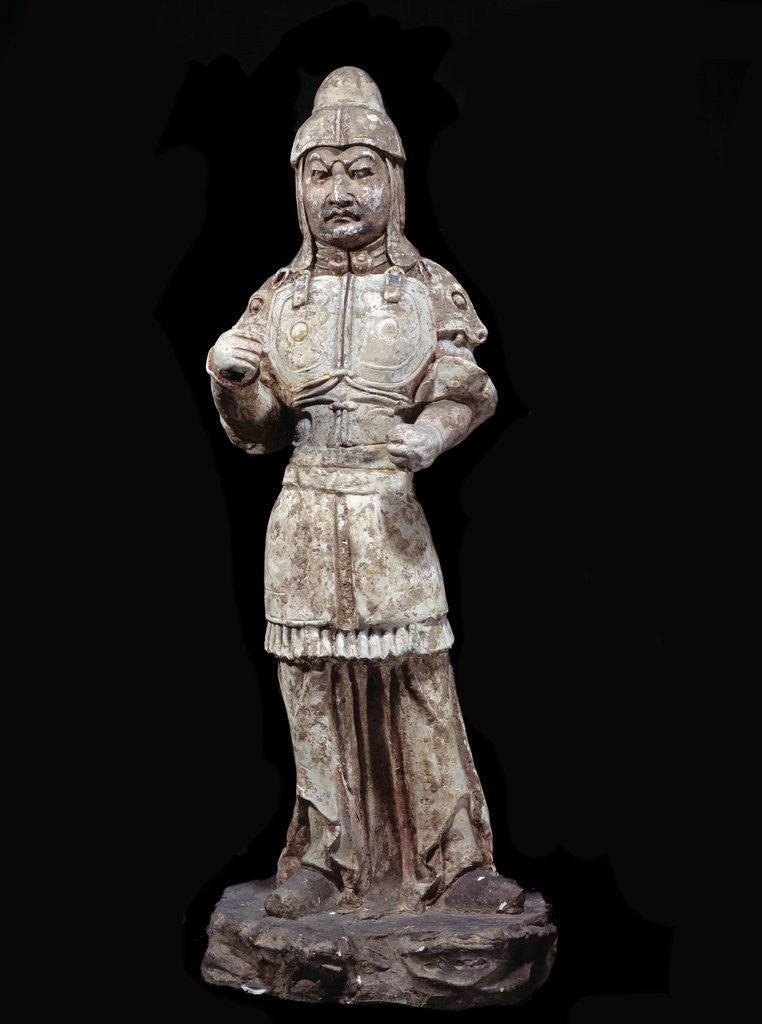 Detail of Statuette of a warrior, Tang Dynasty, 618-907 by Anonymous