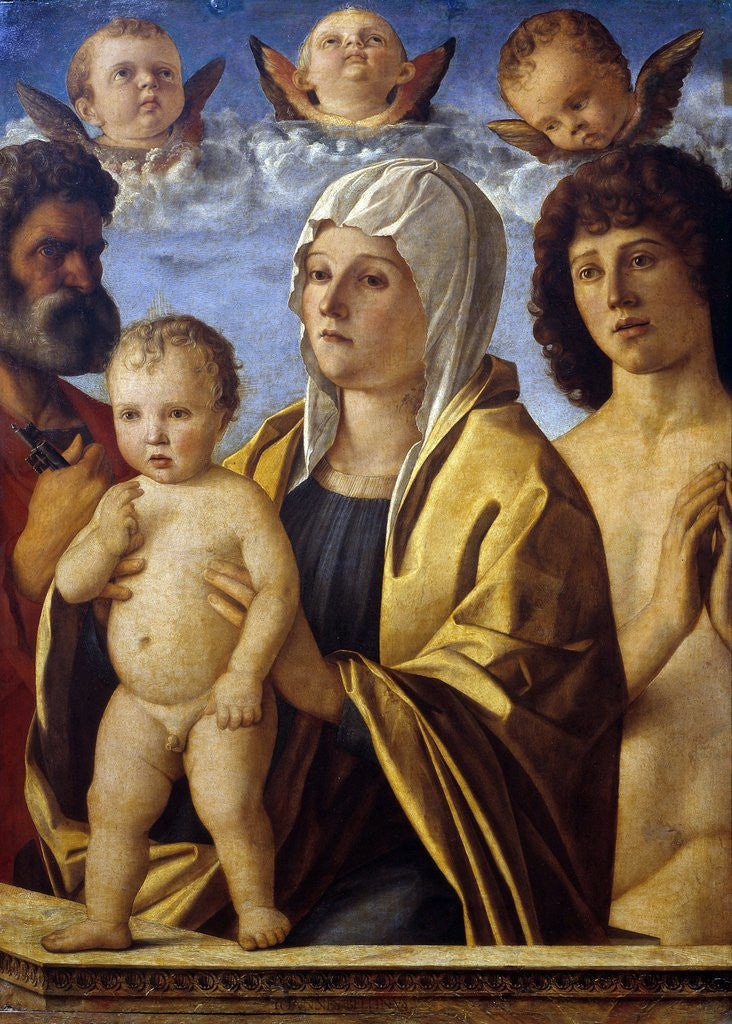 Detail of The Virgin and Child Jesus between St. Peter and St. Sebastian by Giovanni Bellini