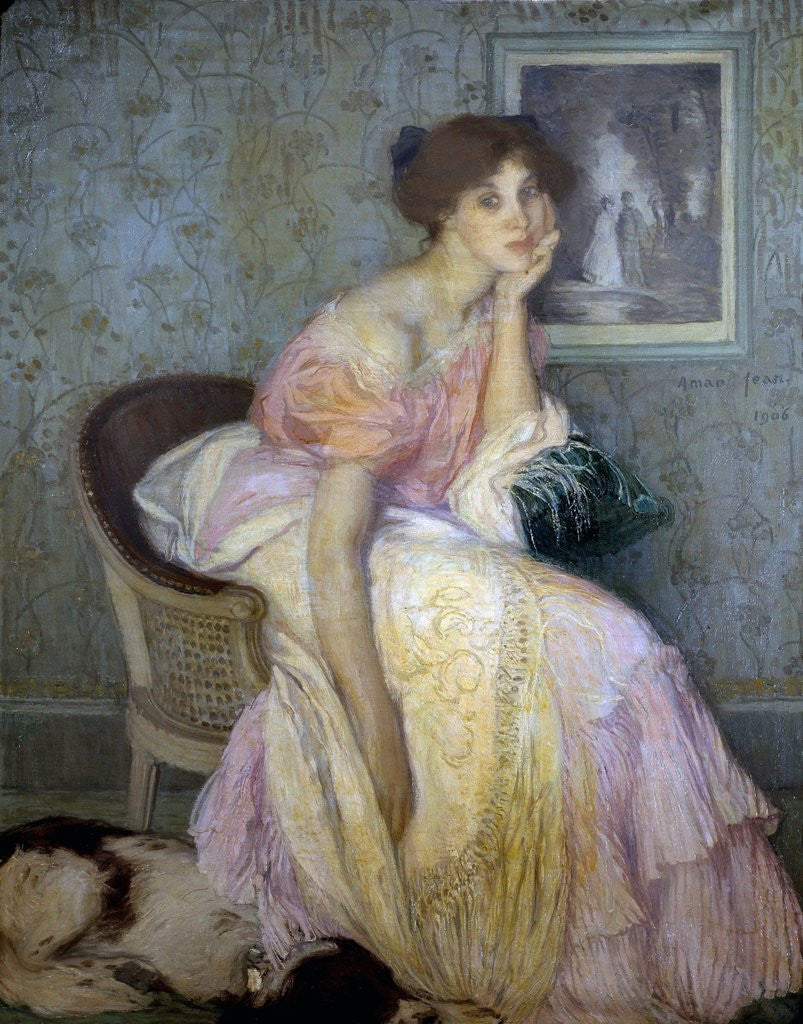 Detail of Portrait of Miss Ella Carmichael by Edmond Francois Aman-Jean