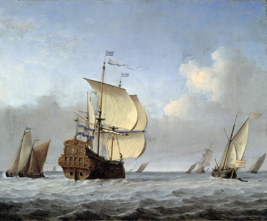 Detail of Marine with Flagship by Willem van de Velde the Younger
