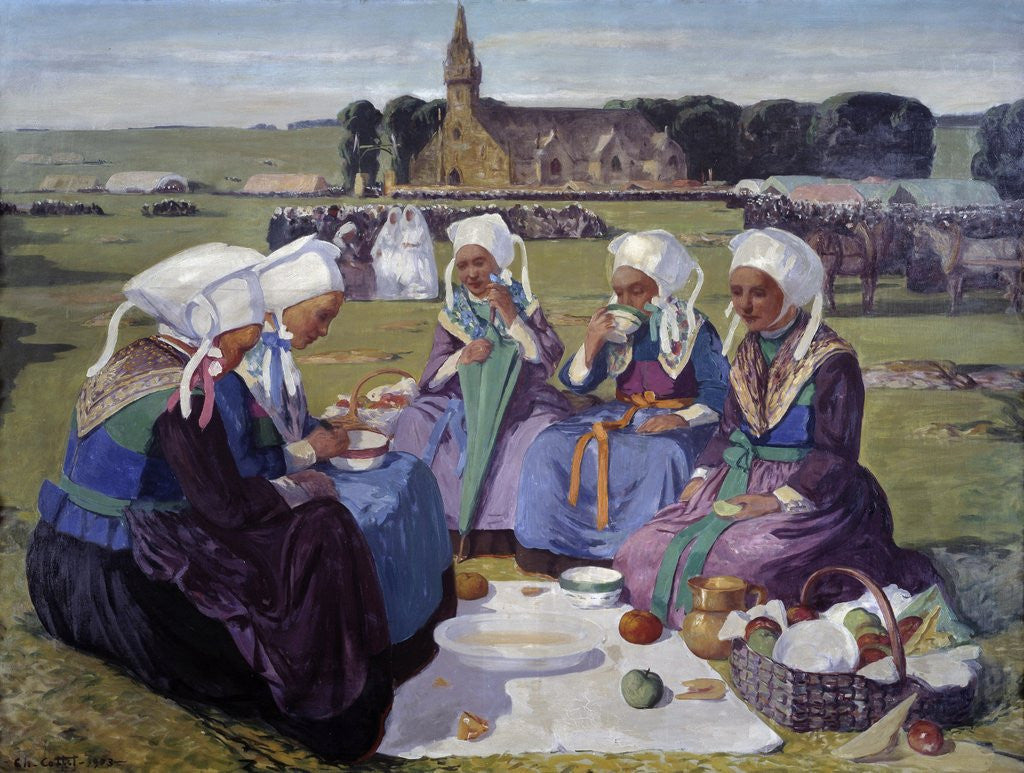 Detail of Women of Plougastel at the Pardon of Sainte-Anne-La-Palud by Charles Cottet