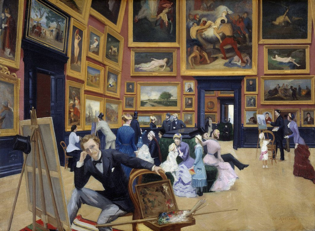 Detail of Interior view of the Musee des Beaux Arts of Rouen by Charles Angrand